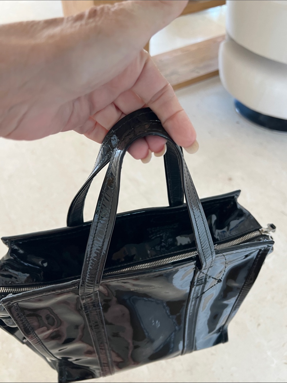 Balenciaga Patent Leather Bazar Small Shopper Tote black excellent pre-owned - Picture 16 of 17